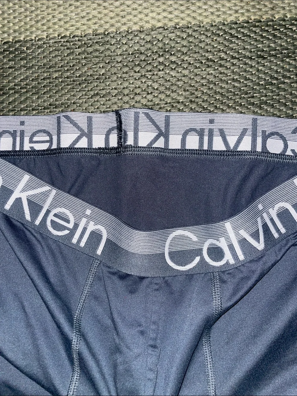 Calvin Klein Navy Boxer Briefs with Gray Logo Waistband